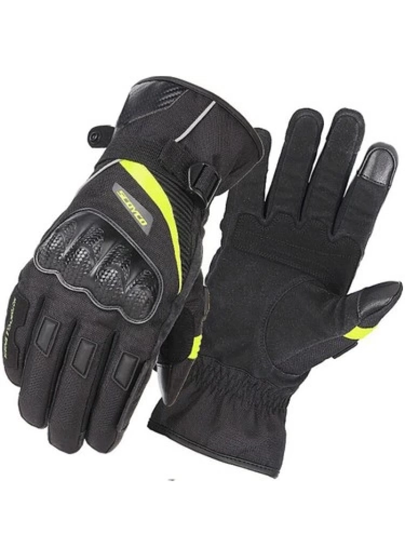 Scoyco MC83 WaterProof Kışlık Motosiklet Eldiveni Silecekli(Neon)