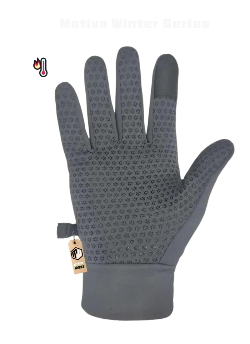 Softshell Unisex Oversize Gri Bisiklet, Motosiklet Eldiven Dokunmatik Kışlık Suya Dayanıklı, Polarlı, Kaymaz Avuçiçi