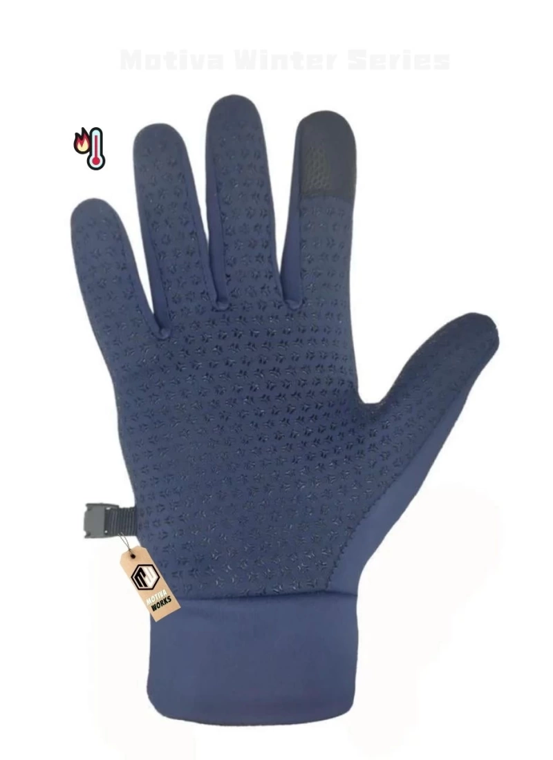 Softshell Unisex Oversize Mavi Bisiklet, Motosiklet Eldiven Dokunmatik Kışlık Suya Dayanıklı, Polarlı, Kaymaz Avuçiçi