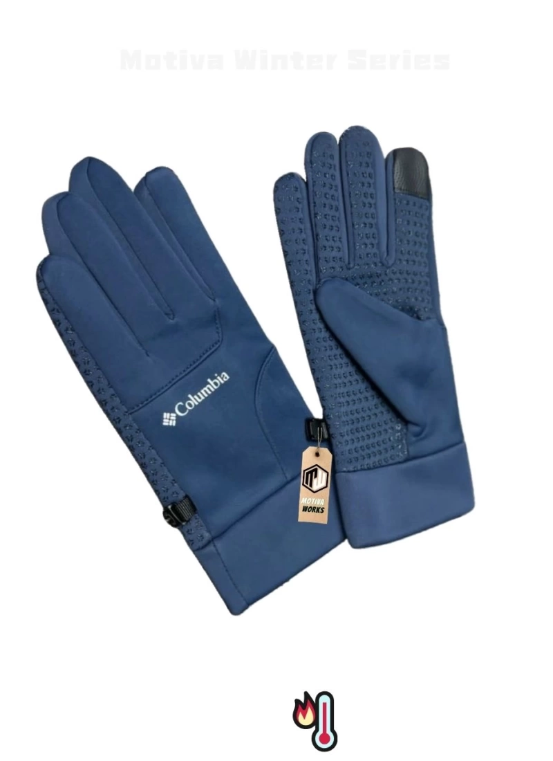 Softshell Unisex Oversize Mavi Bisiklet, Motosiklet Eldiven Dokunmatik Kışlık Suya Dayanıklı, Polarlı, Kaymaz Avuçiçi