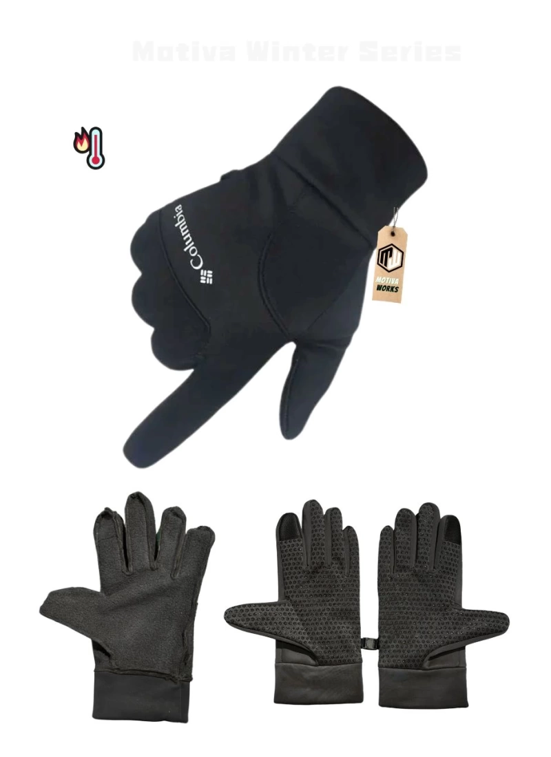 Softshell Unisex Oversize Siyah Bisiklet, Motosiklet Eldiven Dokunmatik Kışlık Suya Dayanıklı, Polarlı, Kaymaz Avuçiçi