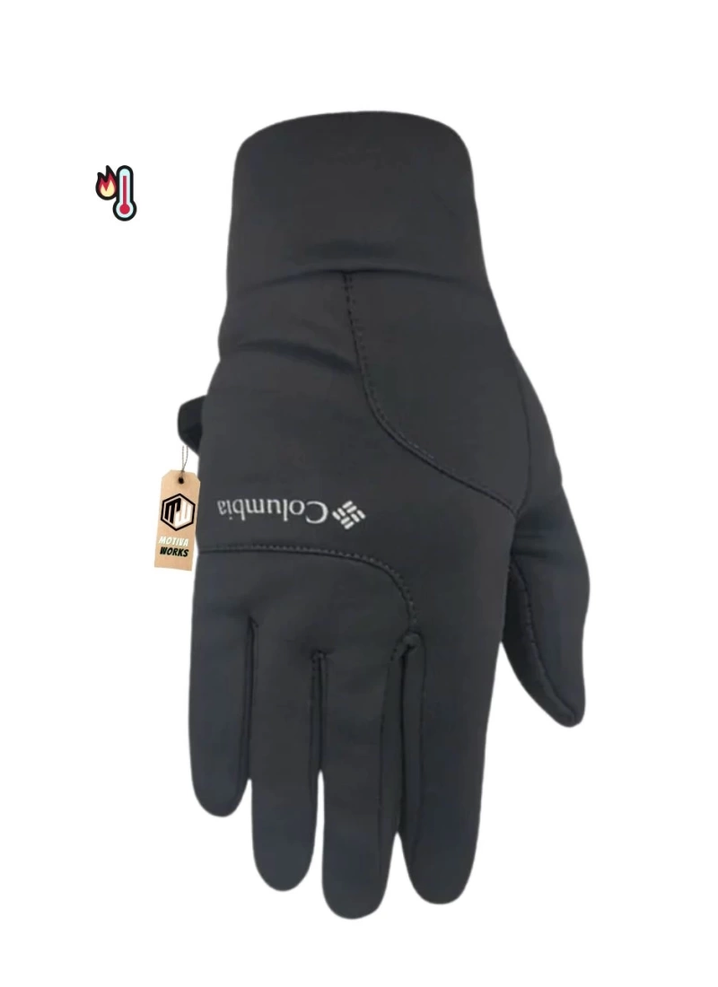 Softshell Unisex Oversize Siyah Bisiklet, Motosiklet Eldiven Dokunmatik Kışlık Suya Dayanıklı, Polarlı, Kaymaz Avuçiçi