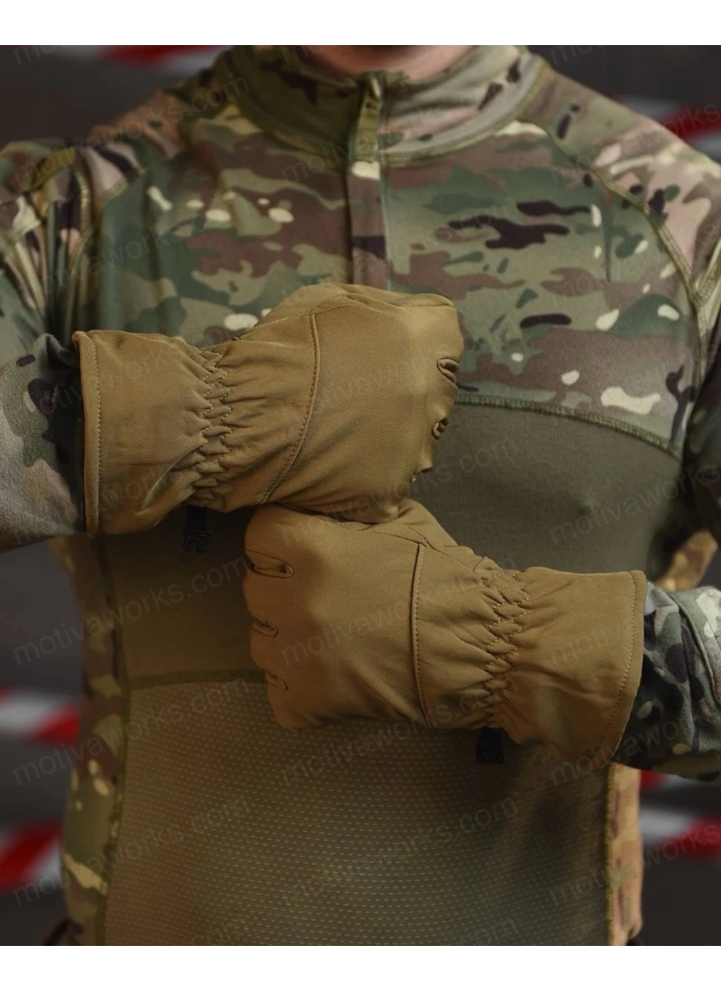 Su Geçirmez Softshell Çöl Sarısı Motosiklet Taktik Askeri Spor Kışlık Kar Balıkçı Eldiveni