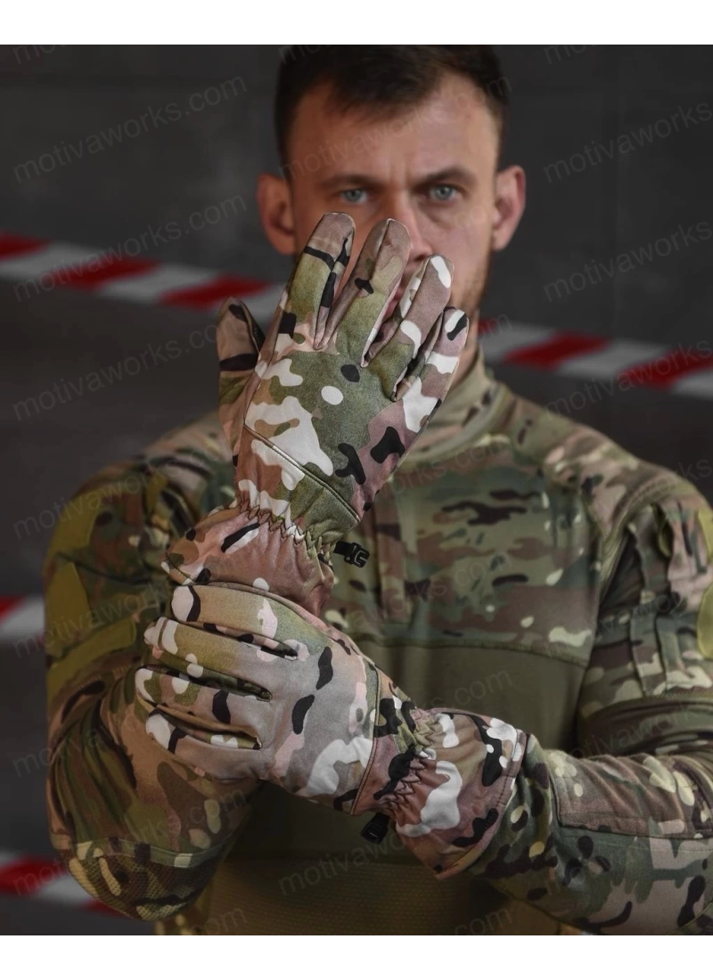 Su Geçirmez Softshell Multicam Motosiklet Taktik Askeri Spor Kışlık Kar Balıkçı Eldiveni