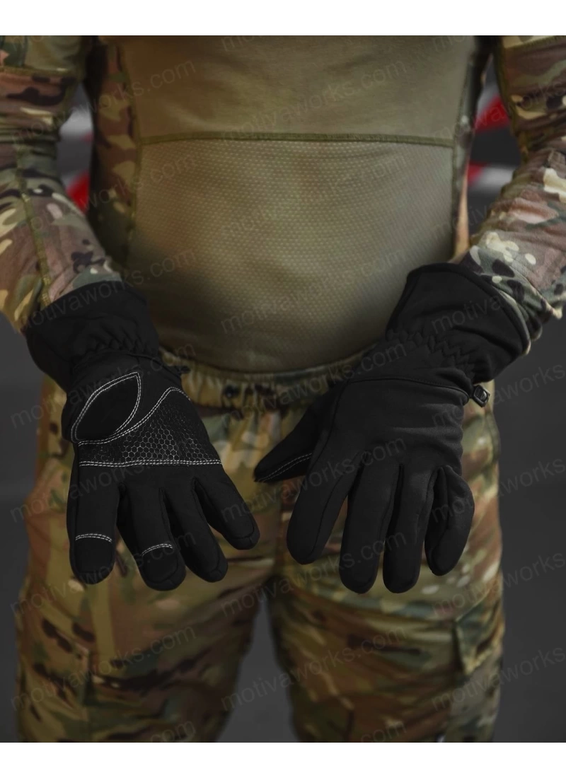 Su Geçirmez Softshell Siyah Motosiklet Taktik Askeri Spor Kışlık Kar Balıkçı Eldiveni
