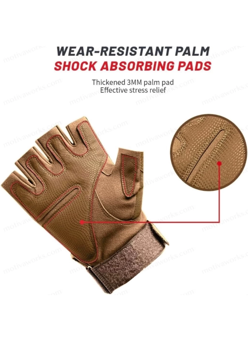 Taktik Combat Desert FlexShield 511 Model Motosiklet Operasyon Outdoor Sport Korumalı Yarım Parmaksız Eldiven