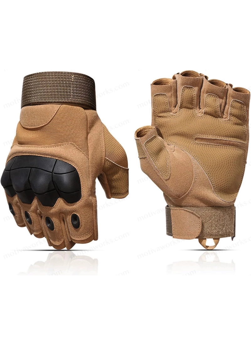 Taktik Combat Desert FlexShield 511 Model Motosiklet Operasyon Outdoor Sport Korumalı Yarım Parmaksız Eldiven