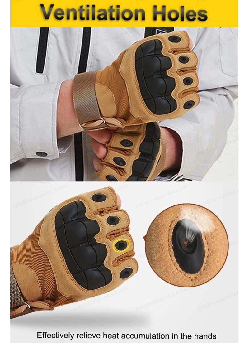 Taktik Combat Desert FlexShield 511 Model Motosiklet Operasyon Outdoor Sport Korumalı Yarım Parmaksız Eldiven