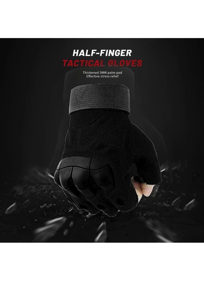 Taktik Combat Siyah FlexShield 511 Model Motosiklet Operasyon Outdoor Sport Korumalı Yarım Parmaksız Eldiven