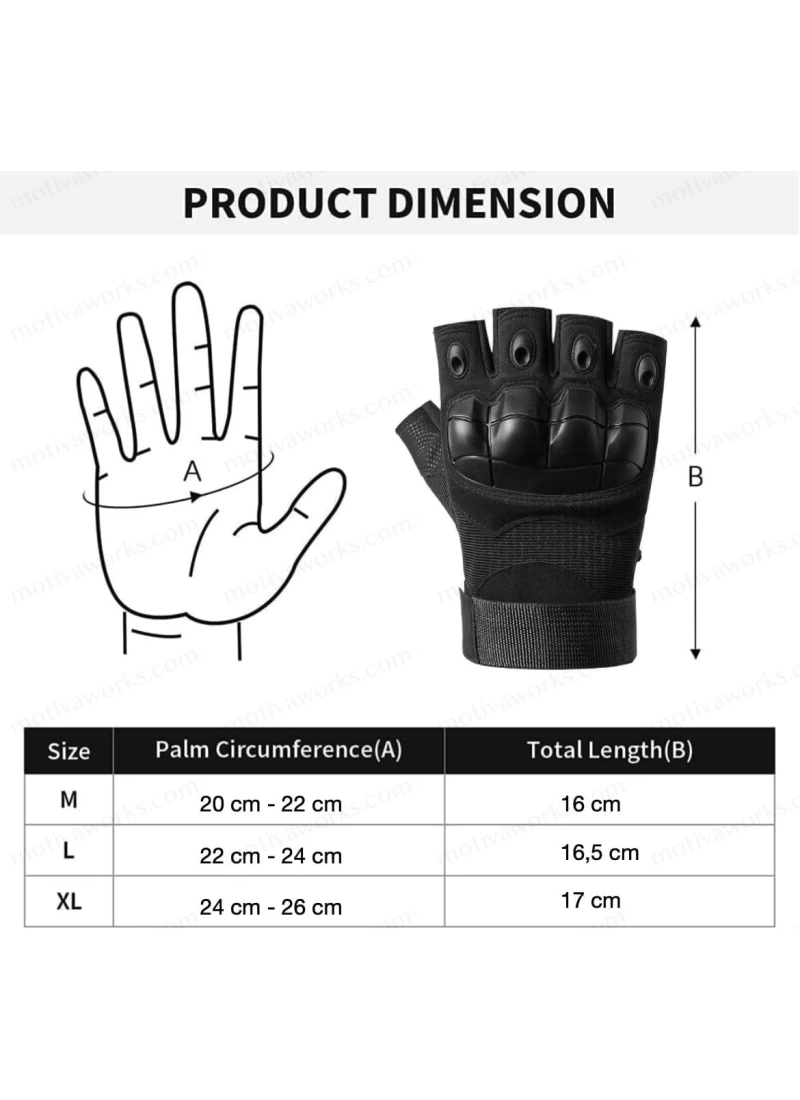 Taktik Combat Siyah FlexShield 511 Model Motosiklet Operasyon Outdoor Sport Korumalı Yarım Parmaksız Eldiven