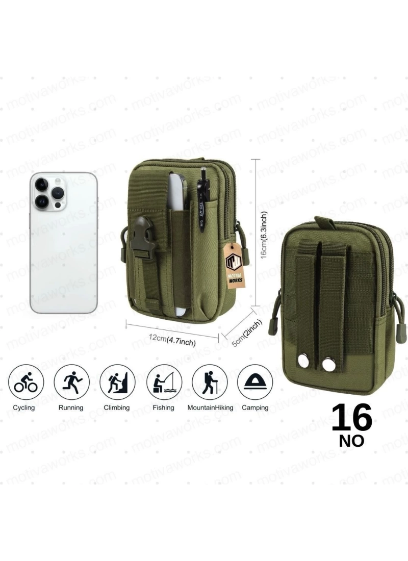 18CM Taktik Modüler Mini Haki Yeşil Göğüs Telefon Molle Çantası NO16