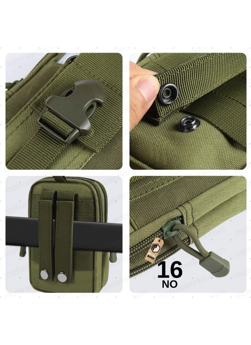 18CM Taktik Modüler Mini Haki Yeşil Göğüs Telefon Molle Çantası NO16