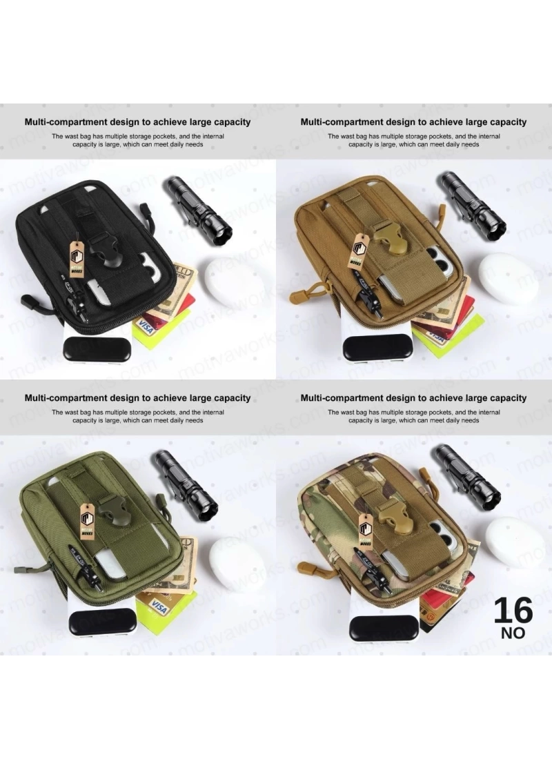 18CM Taktik Modüler Mini Siyah Göğüs Telefon Molle Çantası NO16