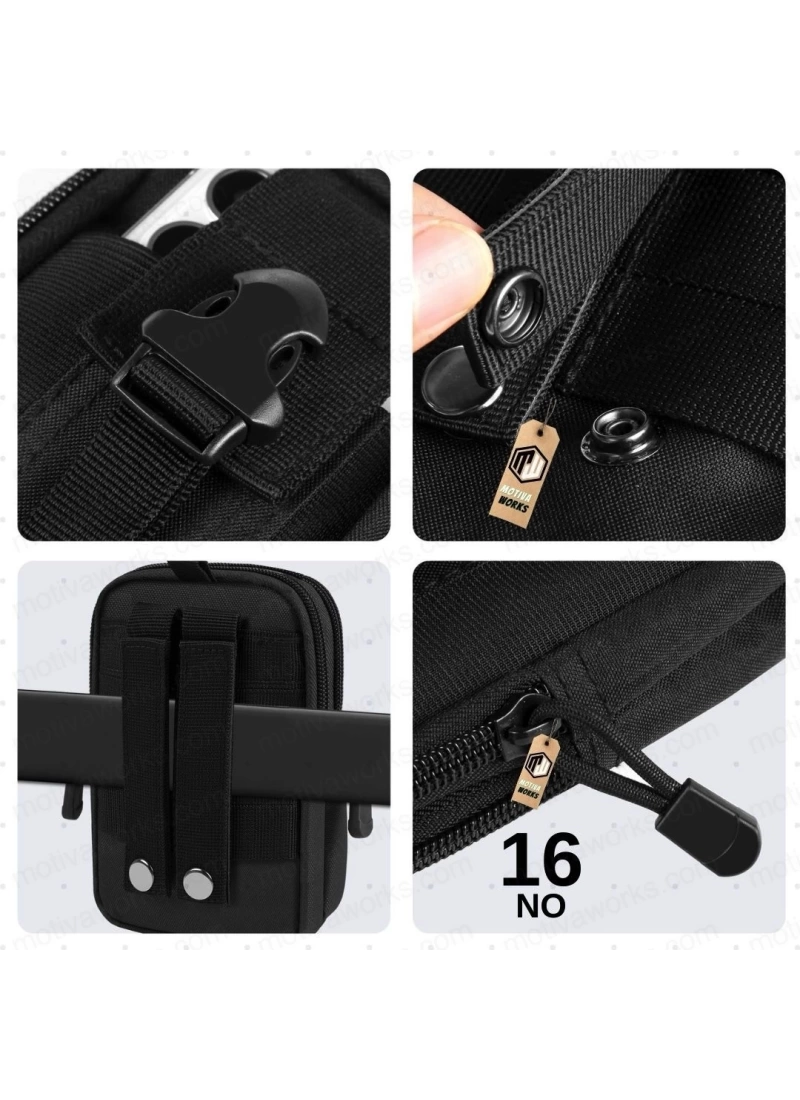 18CM Taktik Modüler Mini Siyah Göğüs Telefon Molle Çantası NO16