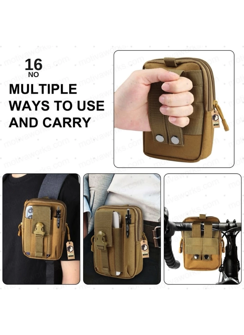 18CM Taktik Modüler Mini Tan Desert Göğüs Telefon Molle Çantası NO16