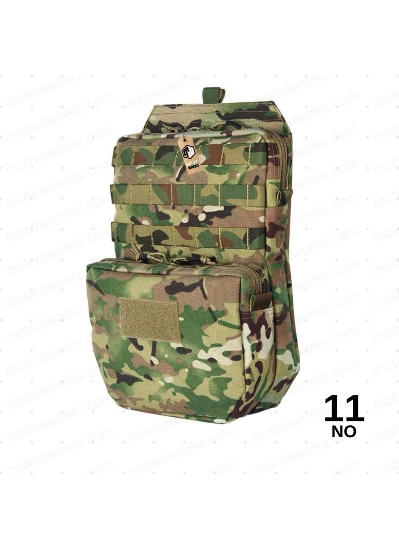 38CM Taktik Multicam Kamuflaj Molle Yelek Montajlı Çanta NO11