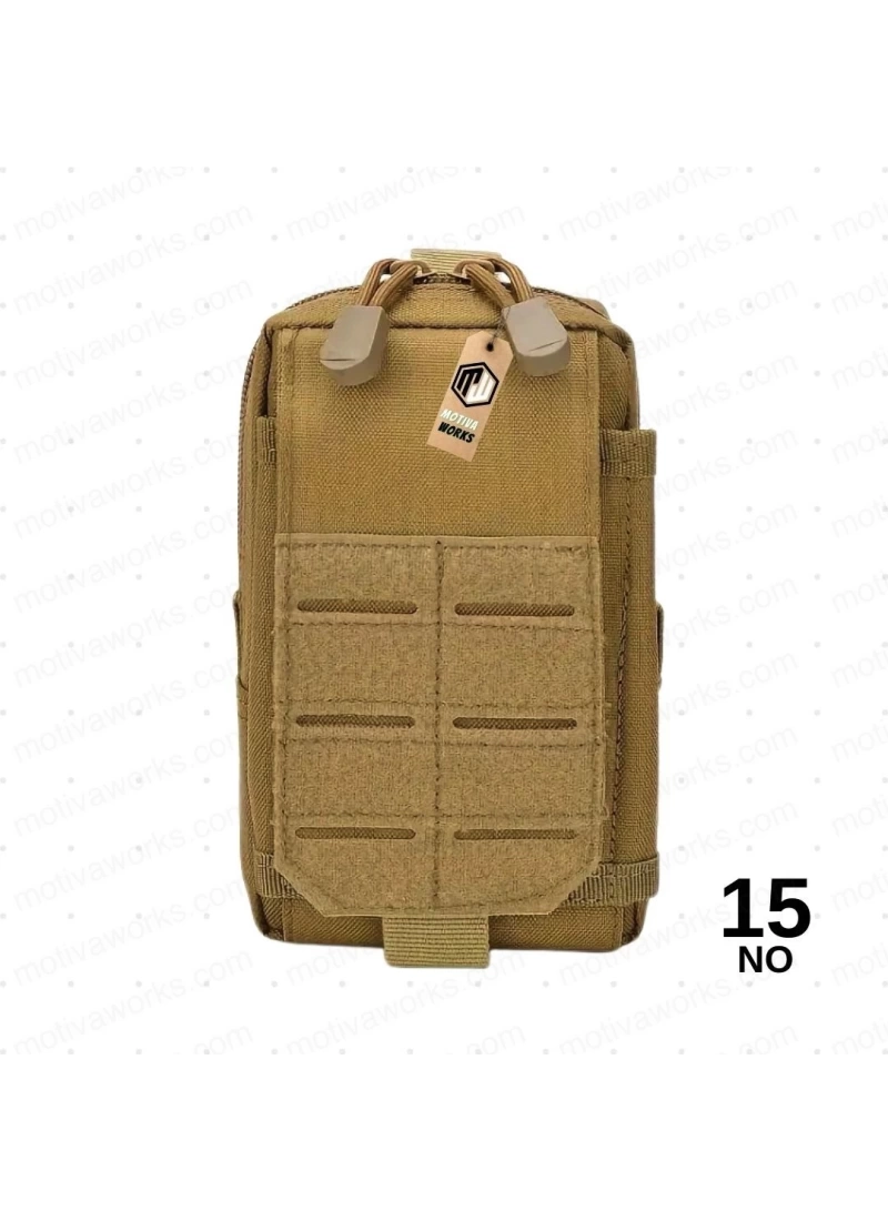 18cm Taktik Outdoor Mini Molle Kemer, Çanta, Gidon Montajlı Çok Amaçlı Çanta Tan Desert Çöl NO15