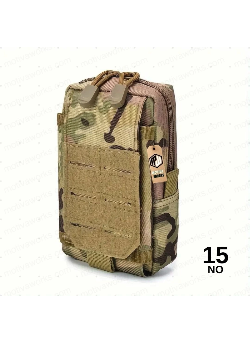 18cm Taktik Outdoor Mini Molle Kemer, Çanta, Gidon Montajlı Çok Amaçlı Çanta Multicam Kamuflaj NO15