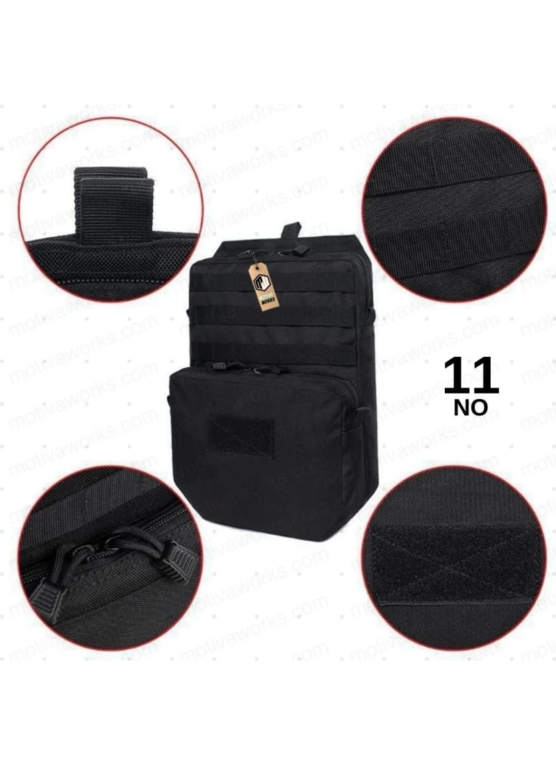 38CM Taktik Siyah Molle Yelek Montajlı Çanta NO11