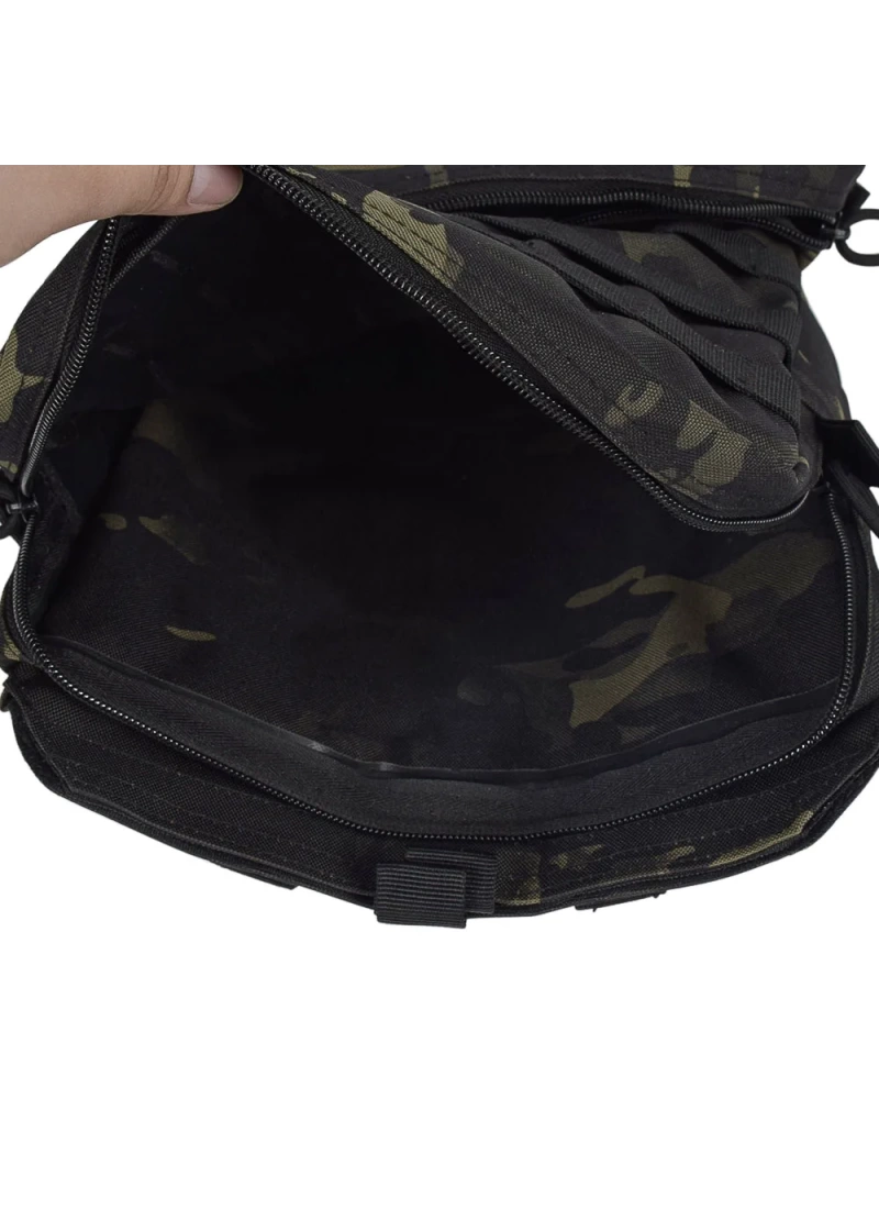 38CM Taktik Siyah Multicam Kamuflaj Molle Yelek Montajlı Çanta