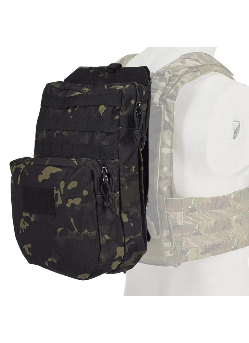 38CM Taktik Siyah Multicam Kamuflaj Molle Yelek Montajlı Çanta