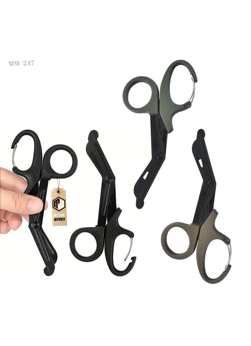 Taktik Süper Kesici Medikal Outdoor Askeri Av Tipi Karabinalı Makas Siyah MW247