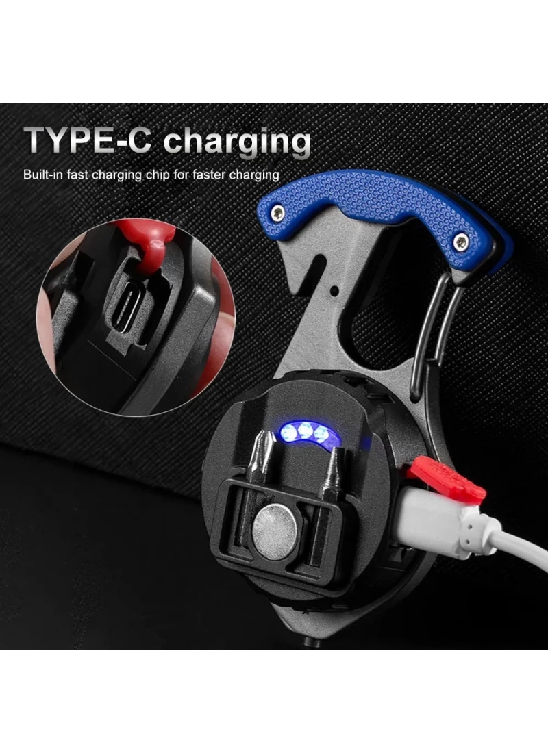 Ultra Güçlü Led Karabina Combat 10 Mod Kamp Fener Bıçak Type-C Acil Durum Feneri