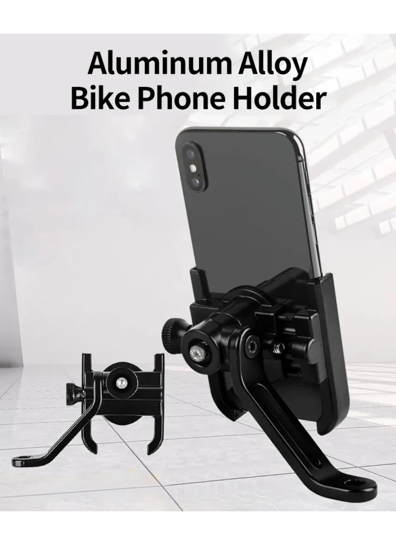 Evrensel 360° Sağlam Ayarlanabilir Motosiklet ve Bisiklet Telefon Tutucu – Alüminyum Alaşım, Aynaya Montaj