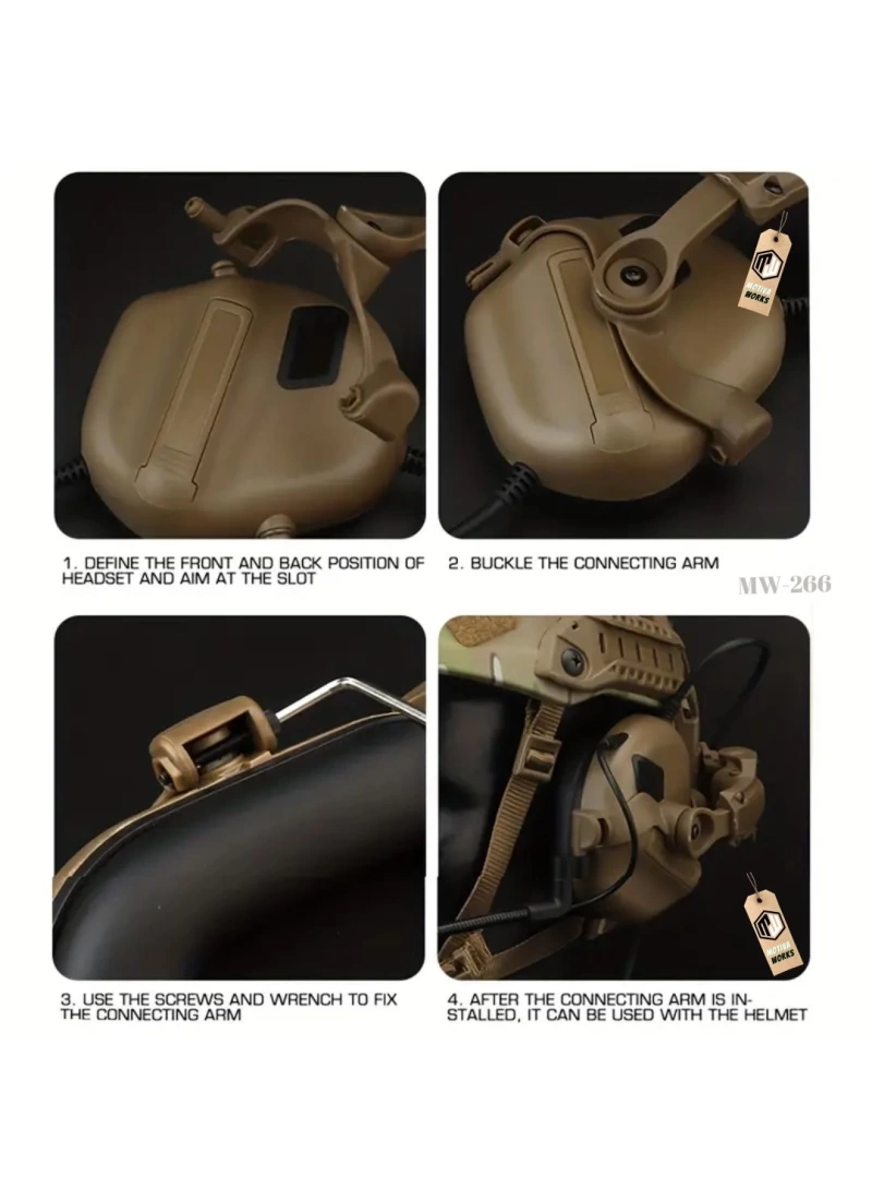 Universal Taktik Kask Kulaklık Bağlantı Kolu Yaylı Kolay Montajlı Siyah MW266