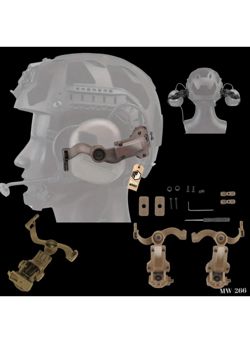 Universal Taktik Kask Kulaklık Bağlantı Kolu Yaylı Kolay Montajlı Desert MW266