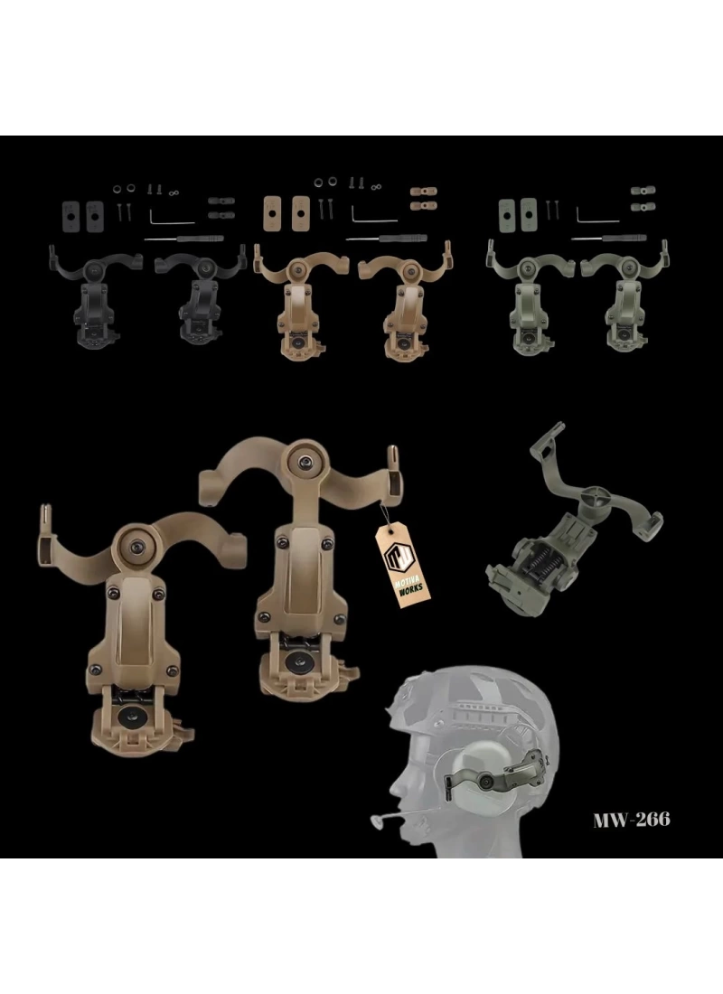 Universal Taktik Kask Kulaklık Bağlantı Kolu Yaylı Kolay Montajlı Siyah MW266