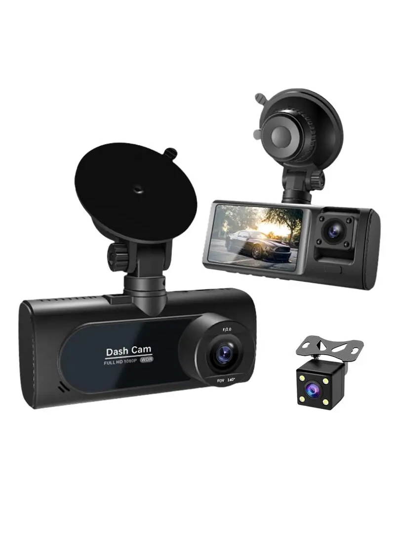 Wifi App 1080p Fhd WDR 170° Ultra Geniş Açı Gece Görüş G-sensörü 3 Kameralı Araç Kamerası