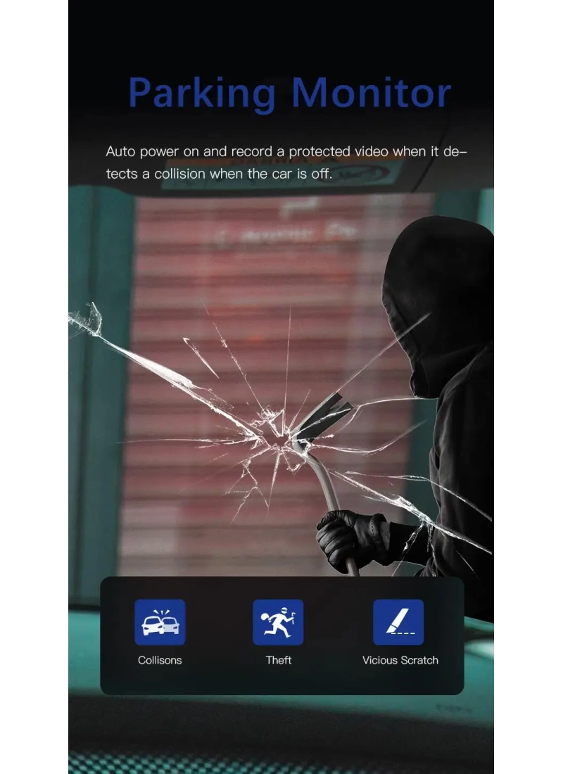 Wifi App 1080p Fhd WDR 170° Ultra Geniş Açı Gece Görüş G-sensörü 3 Kameralı Araç Kamerası