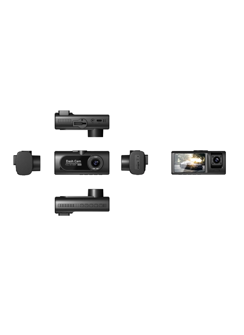 Wifi App 1080p Fhd WDR 170° Ultra Geniş Açı Gece Görüş G-sensörü 3 Kameralı Araç Kamerası