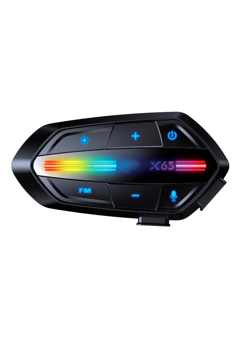 X63 intercom 2X Motosiklet Kask Kulaklık FM RGB Işıklı 1000ma Bluetooth 5.3 2 Cihaz Eşleşmeli Waterproof
