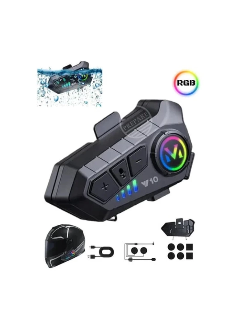 Y10-2X Motosiklet Bluetooth Kask Kulaklık – IPX6 Su Geçirmez, 1000M Interkom, 30 Saat Konuşma Süresi, 2in1 Mikrofon Seti
