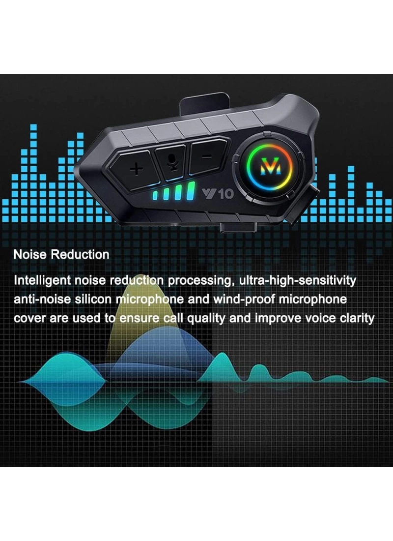 Y10-2X Motosiklet Bluetooth Kask Kulaklık – IPX6 Su Geçirmez, 1000M Interkom, 30 Saat Konuşma Süresi, 2in1 Mikrofon Seti