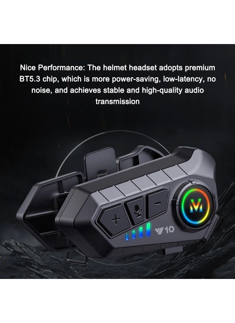 Y10-2X Motosiklet Bluetooth Kask Kulaklık – IPX6 Su Geçirmez, 1000M Interkom, 30 Saat Konuşma Süresi, 2in1 Mikrofon Seti