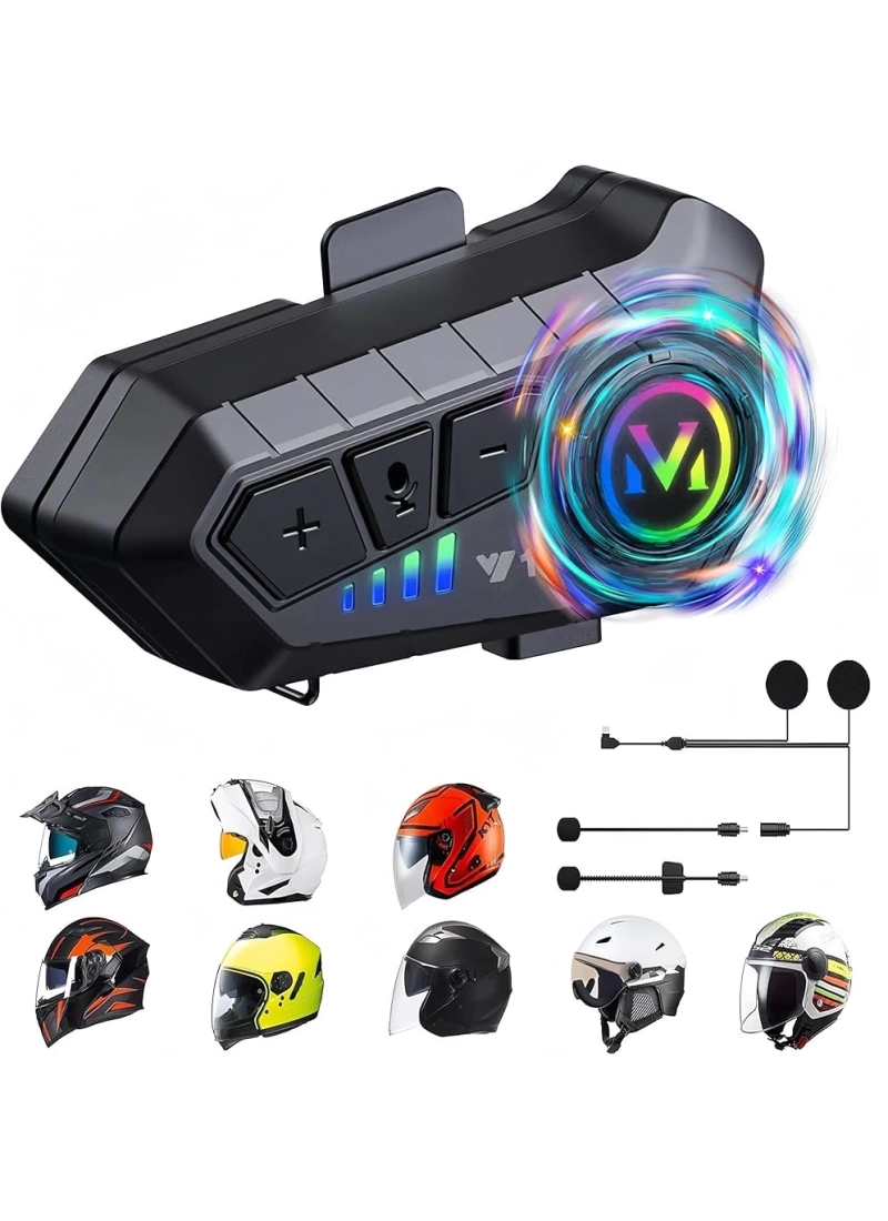 Y10 Motosiklet Bluetooth Kask Kulaklık – IPX6 Su Geçirmez, 1000M, 30 Saat Konuşma Süresi, 2in1 Mikrofon Seti