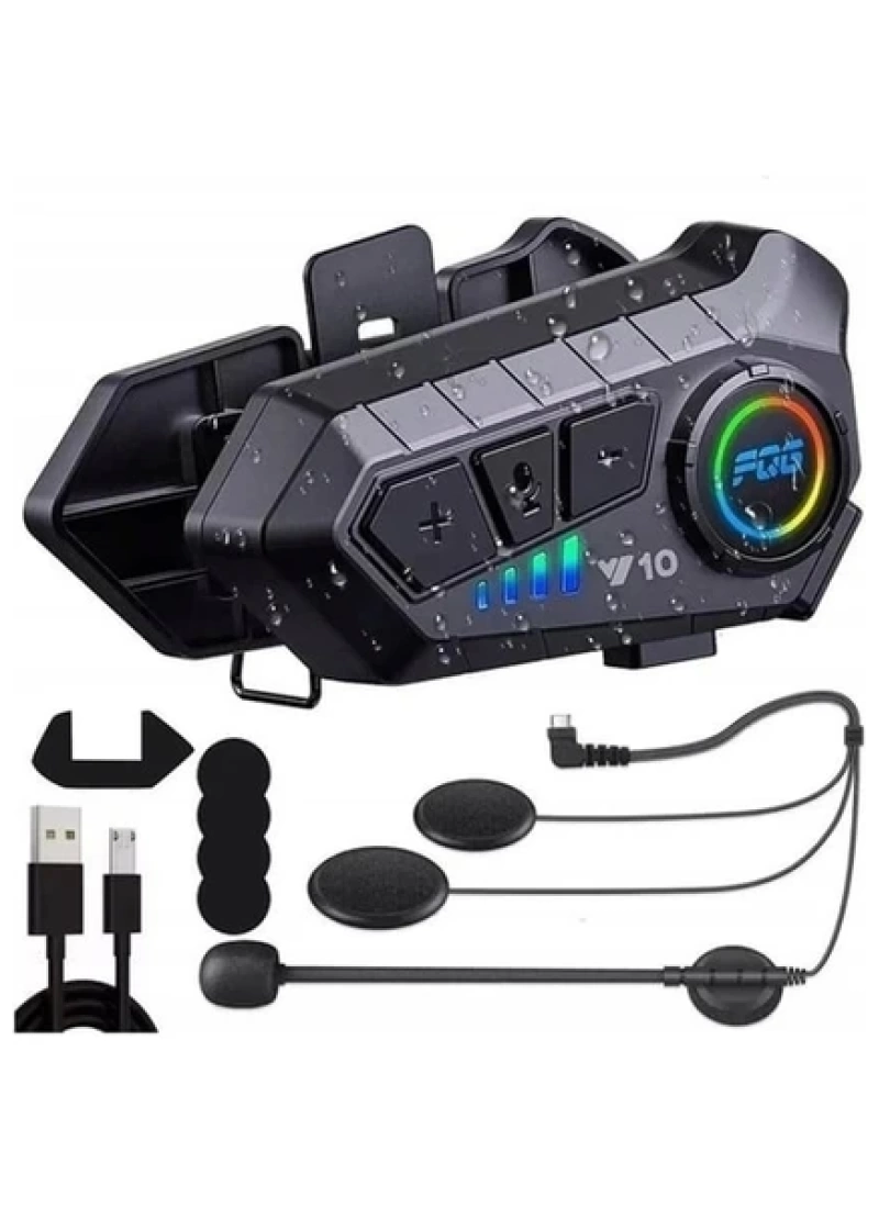 Y10 Motosiklet Bluetooth Kask Kulaklık – IPX6 Su Geçirmez, 1000M, 30 Saat Konuşma Süresi, 2in1 Mikrofon Seti
