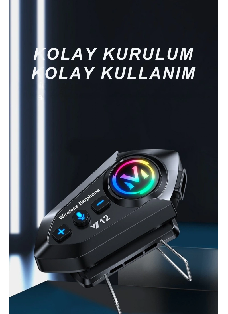 Y12 Motosiklet Kask Kulaklık Bluetooth 5.4 Intercom Ses Asistanlı