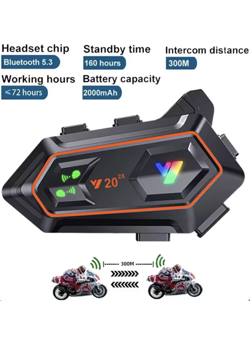 Y20 2X Intercom Motosiklet Kask Kulaklığı – 1000m Bağlantı, NC Gürültü Engelleme, IPX6, BT 5.3 İnterkom