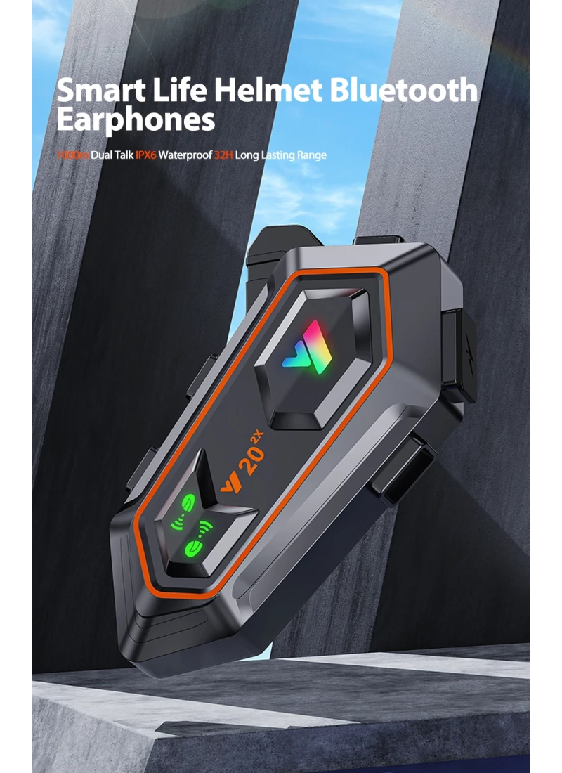 Y20 2X Intercom Motosiklet Kask Kulaklığı – 1000m Bağlantı, NC Gürültü Engelleme, IPX6, BT 5.3 İnterkom