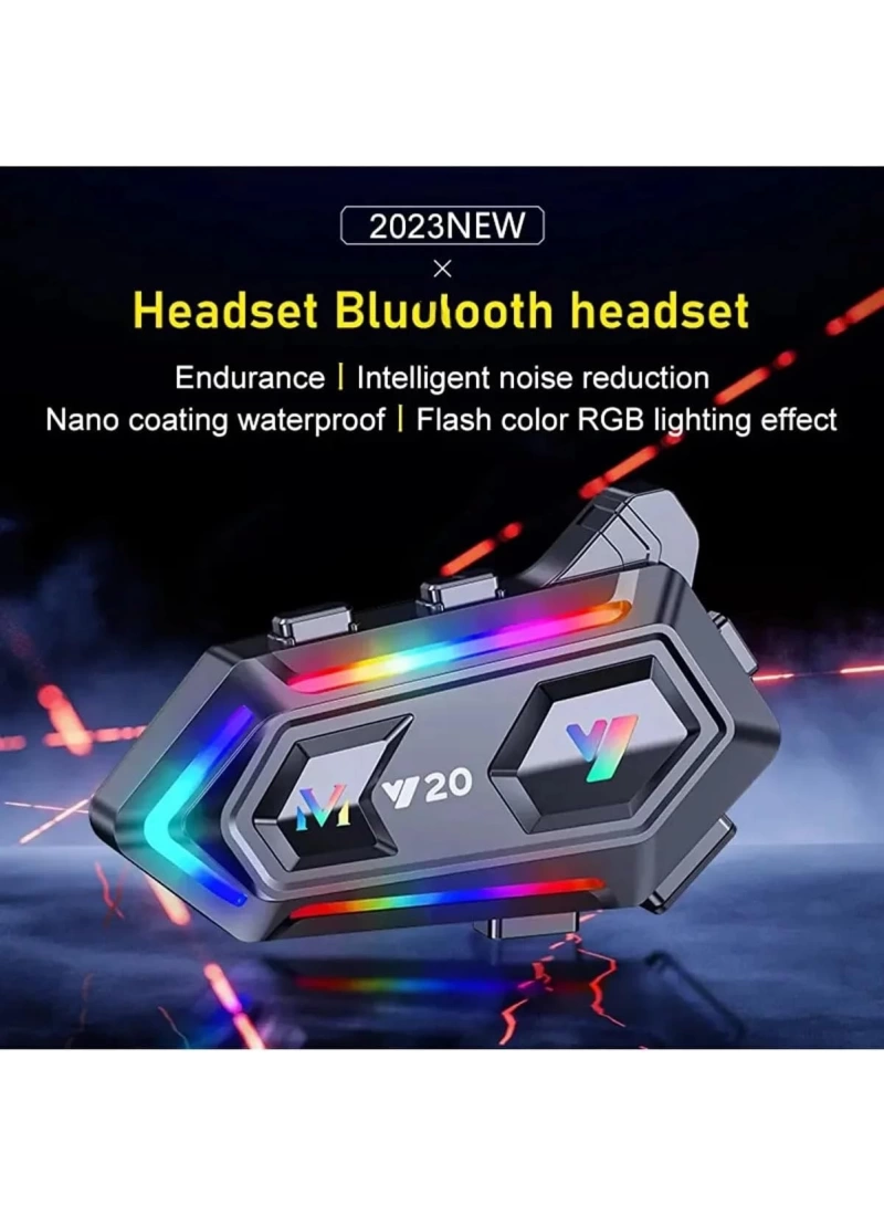 Y20 Motosiklet Kask Kulaklığı RGB Sesli Asistan Su Geçirmez NC Gürültü Engelleme, IPX6, BT 5.3
