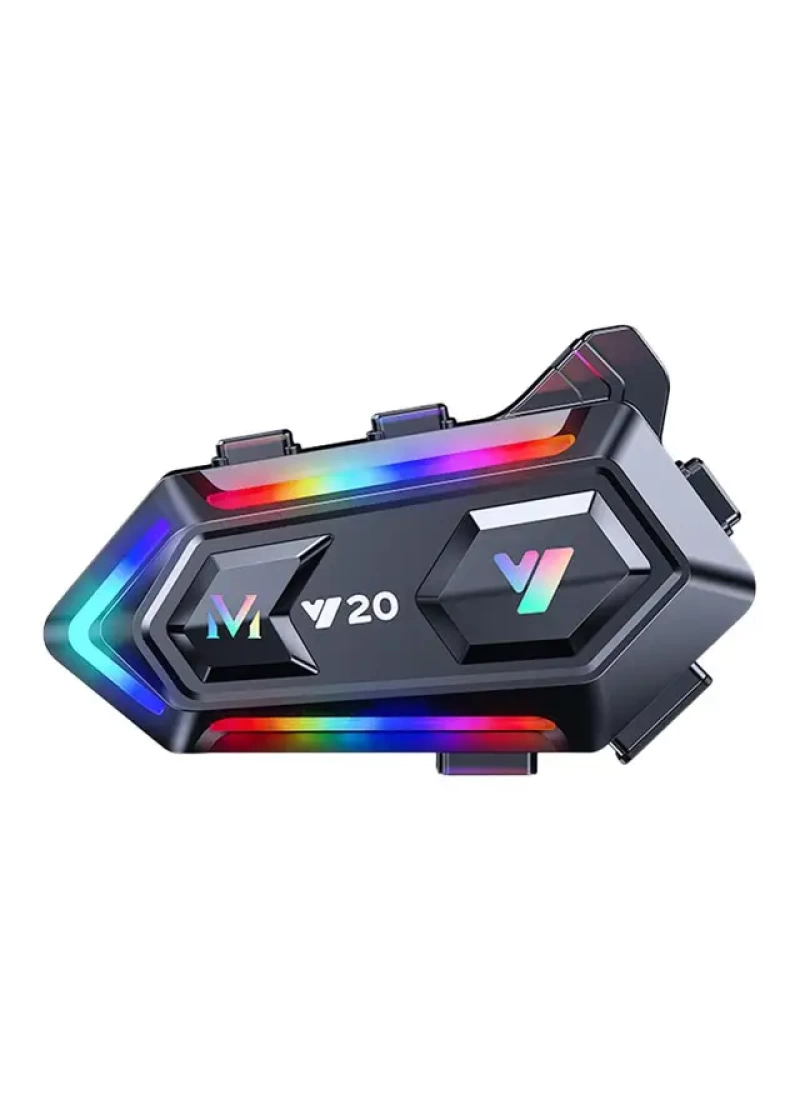 Y20 Motosiklet Kask Kulaklığı RGB Sesli Asistan Su Geçirmez NC Gürültü Engelleme, IPX6, BT 5.3