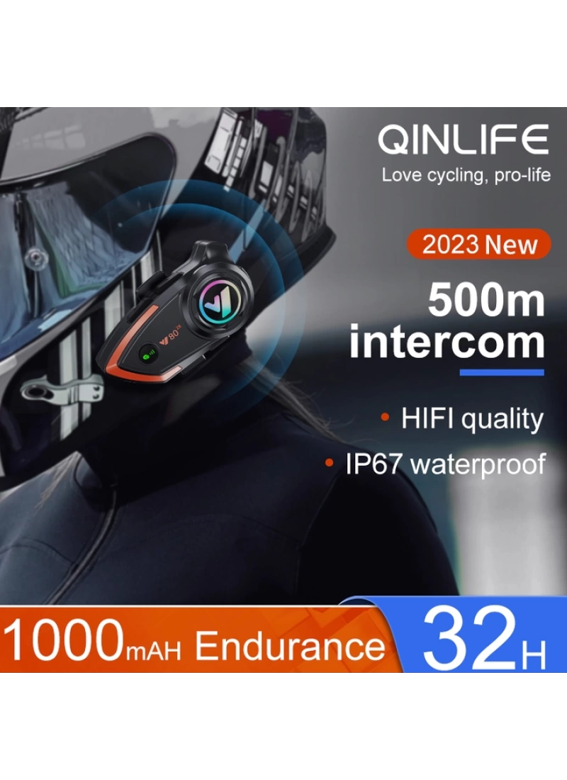 Y80 2X Intercom Motosiklet Kask Kulaklığı 32H 1000mAh 500m Bağlantı, NC Gürültü Engelleme, IP67, BT 5.3 İnterkom