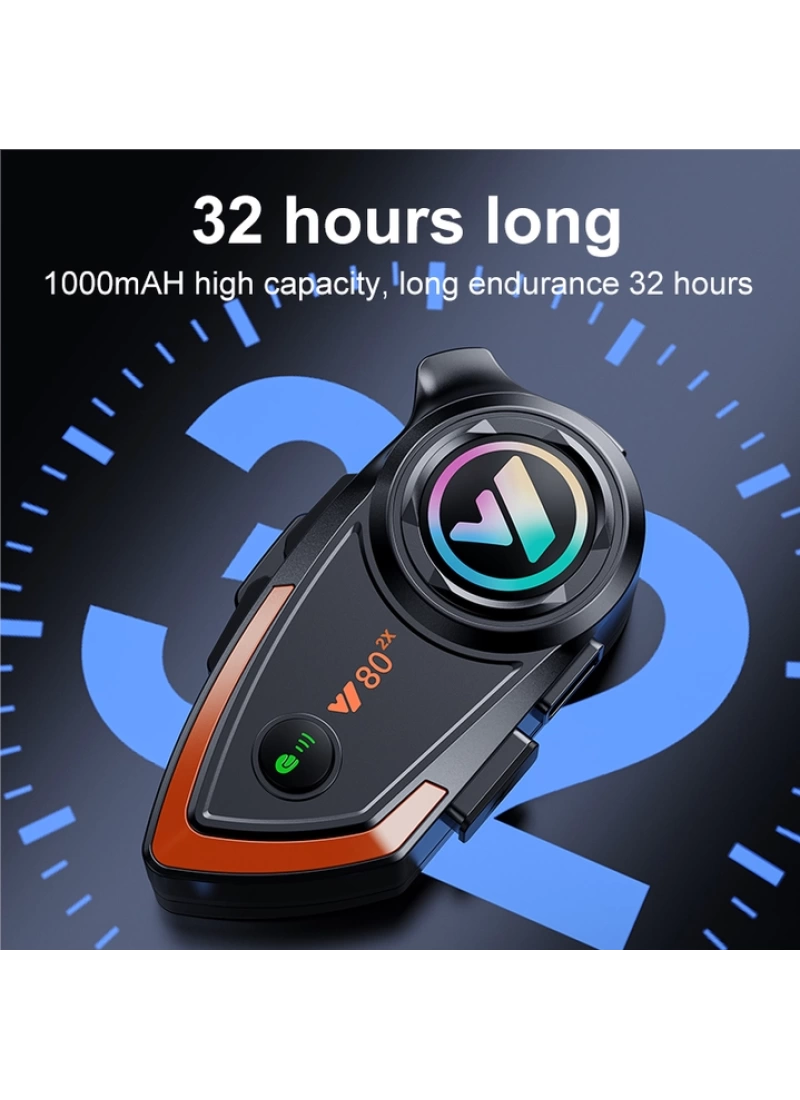 Y80 2X Intercom Motosiklet Kask Kulaklığı 32H 1000mAh 500m Bağlantı, NC Gürültü Engelleme, IP67, BT 5.3 İnterkom