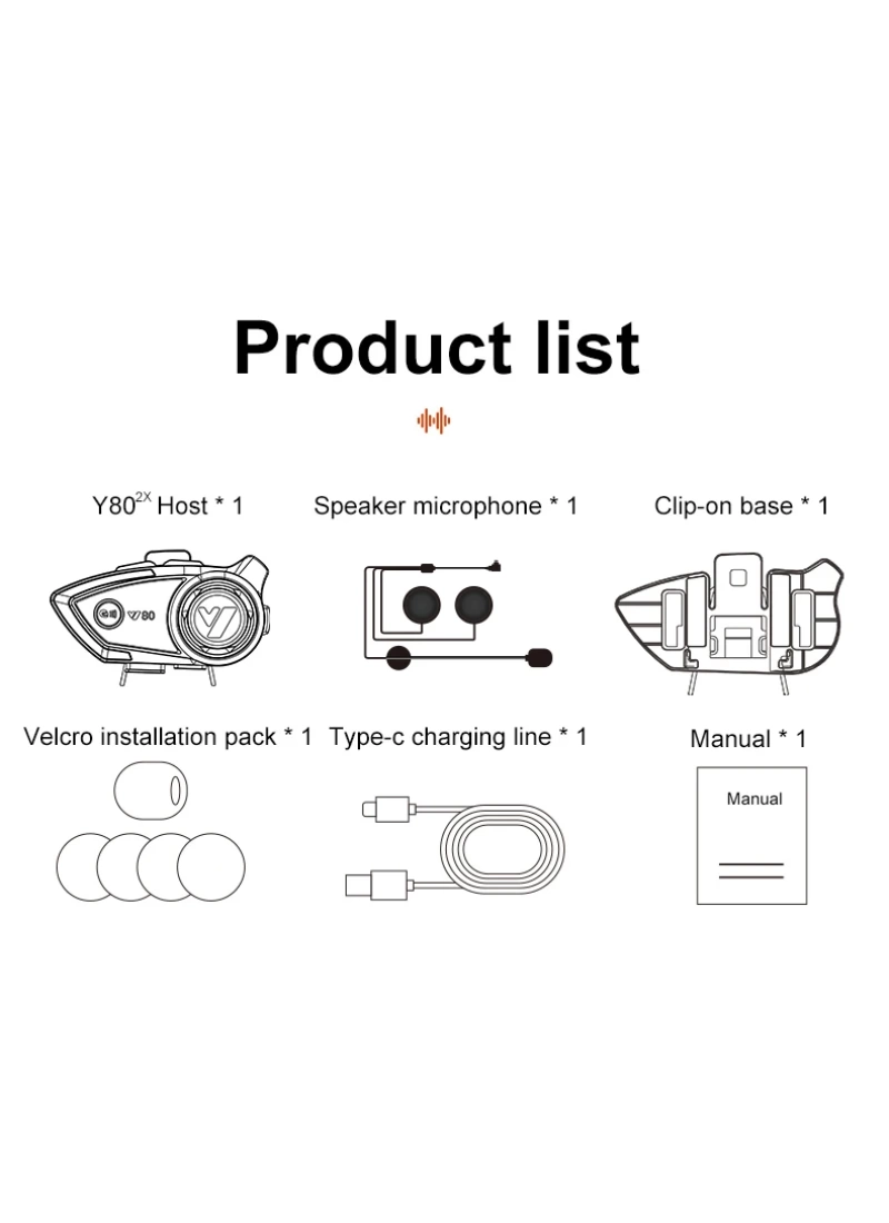Y80 2X Intercom Motosiklet Kask Kulaklığı 32H 1000mAh 500m Bağlantı, NC Gürültü Engelleme, IP67, BT 5.3 İnterkom