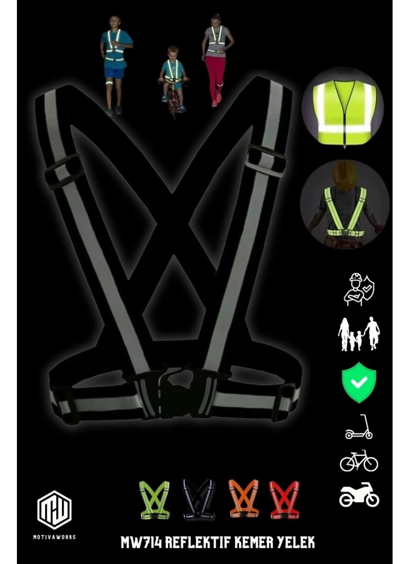 Yüksek Görünüm Reflektif Yelek Siyah Fosforlu Neon Bisiklet, Motosiklet,Scooter Gece İkaz Uyarı Yelek