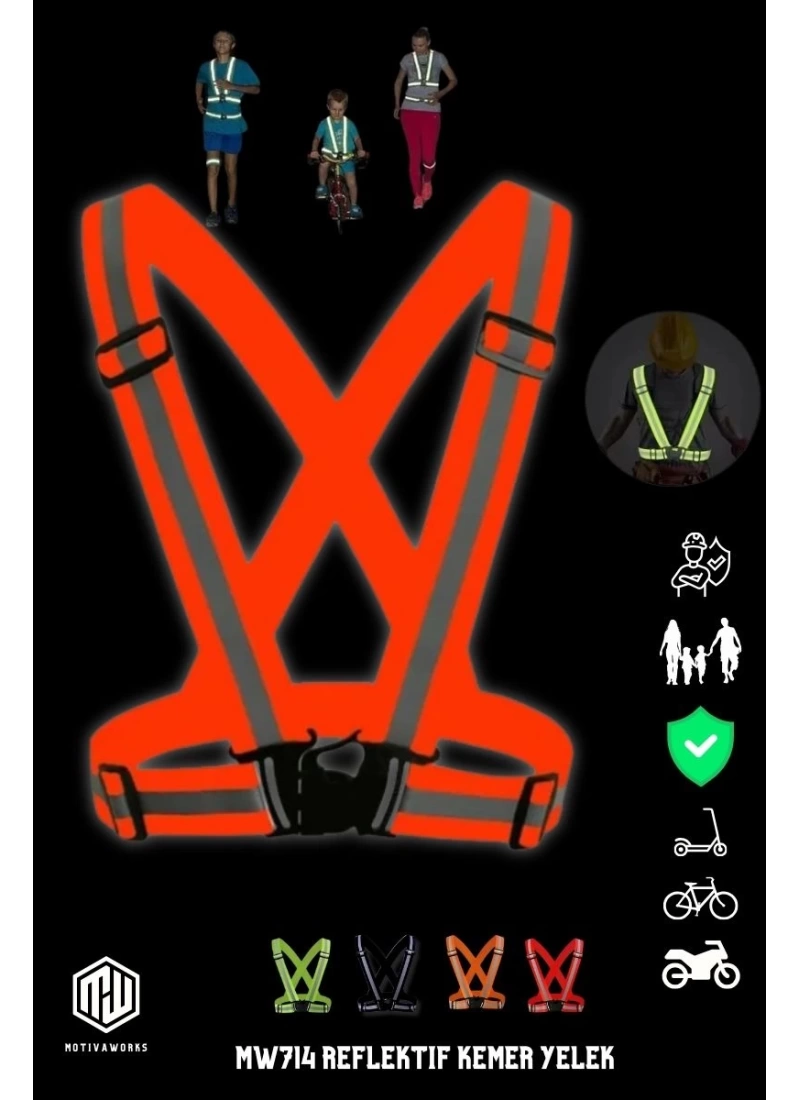 Yüksek Görünüm Reflektif Yelek Turuncu Fosforlu Neon Bisiklet, Motosiklet,Scooter Gece İkaz Uyarı Yelek